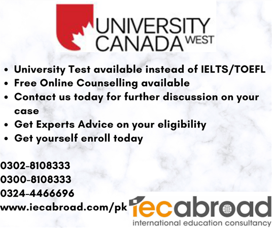 University West Canada offers university Test instead of IELTS/TOEFL